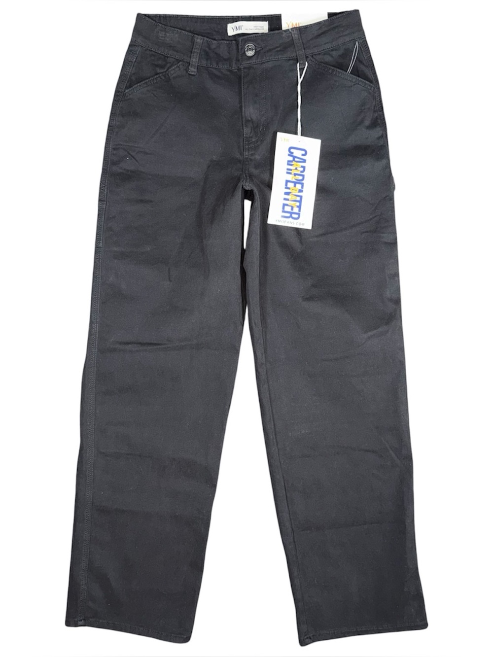 YMI NWT Black Carpenter Pants Womens 28 High Rise Straight Leg Wide Leg Utility